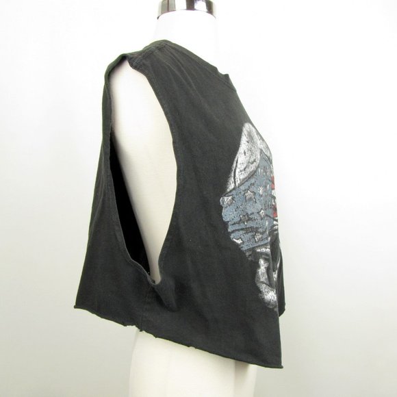 Skull Pirate Cropped Sleeveless Tee Shirt SZ XL - Picture 4 of 6